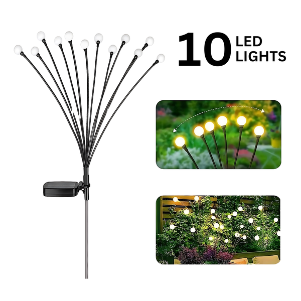 Solar Powered 10 LED Firefly Garden Lights - Waterproof Outdoor Decorative Lights - My Store