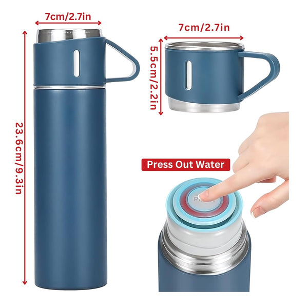 Vacuum Insulated Bottle - 500ml, Leak-proof, Large Capacity, Dual Use Lid, Keep Warm And Cold, Stainless Steel - My Store